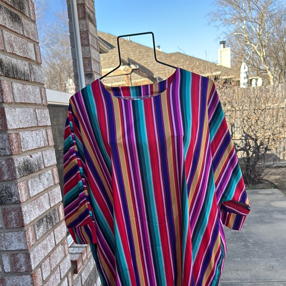 Nwot Rainbow Stripes Order plus one size caftan
